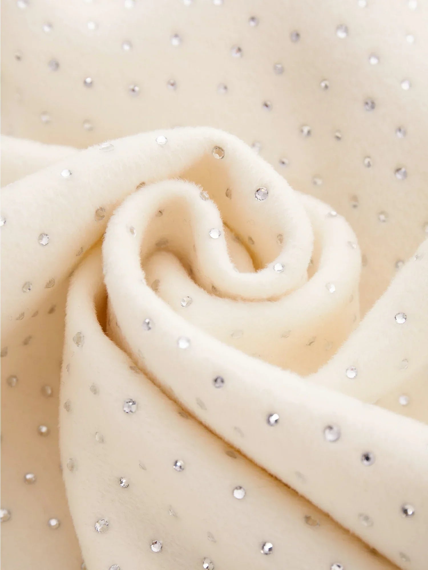 Yün Rhinestone Fermuarlı Uzun Kaban