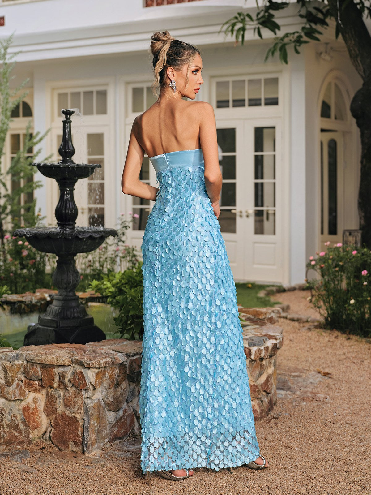 Rhoxane Straplez Ölçekli Dantel Maxi Elbise