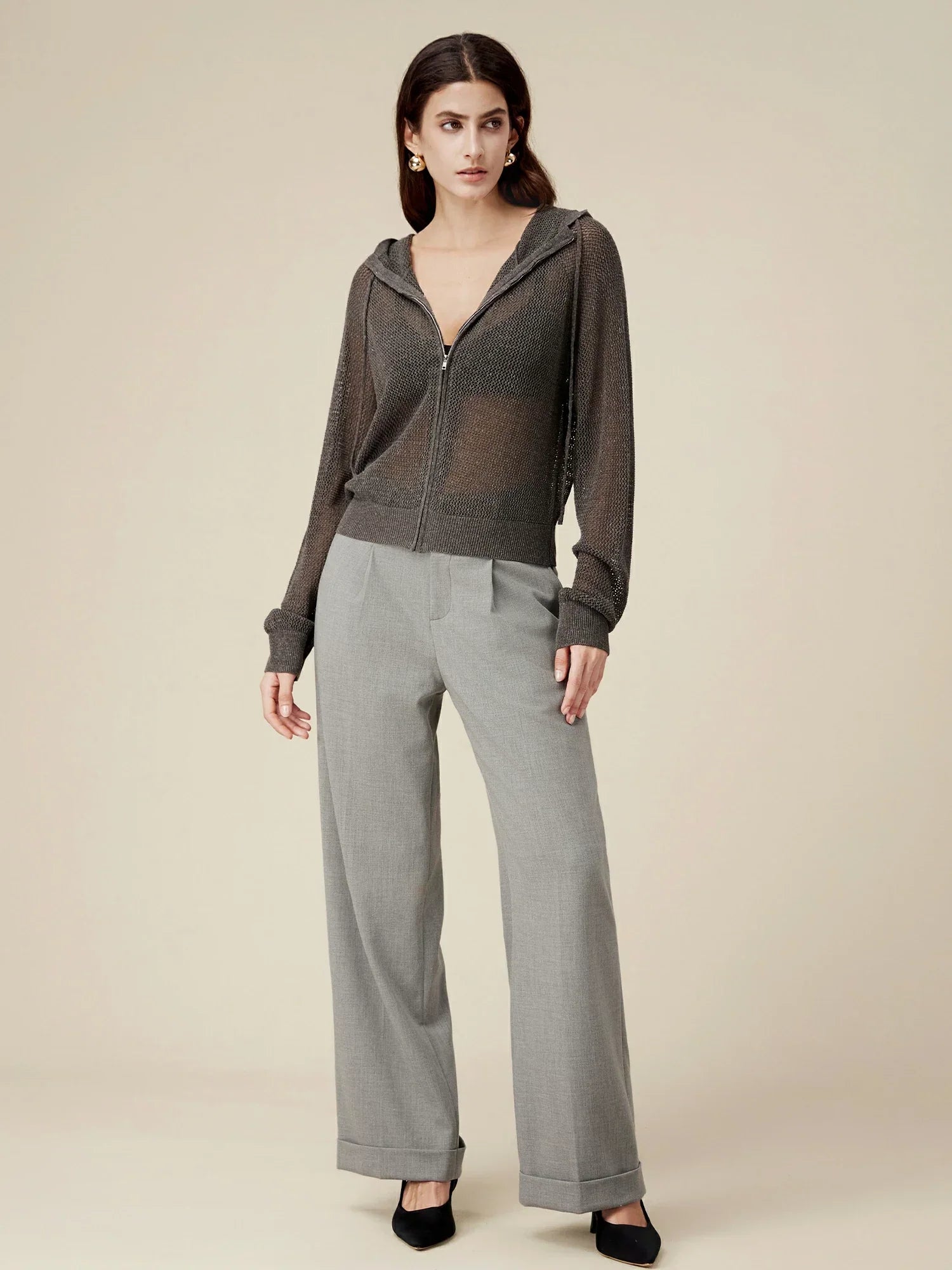 Keten & Lyocell Kapüşonlu Amoretu Hırka