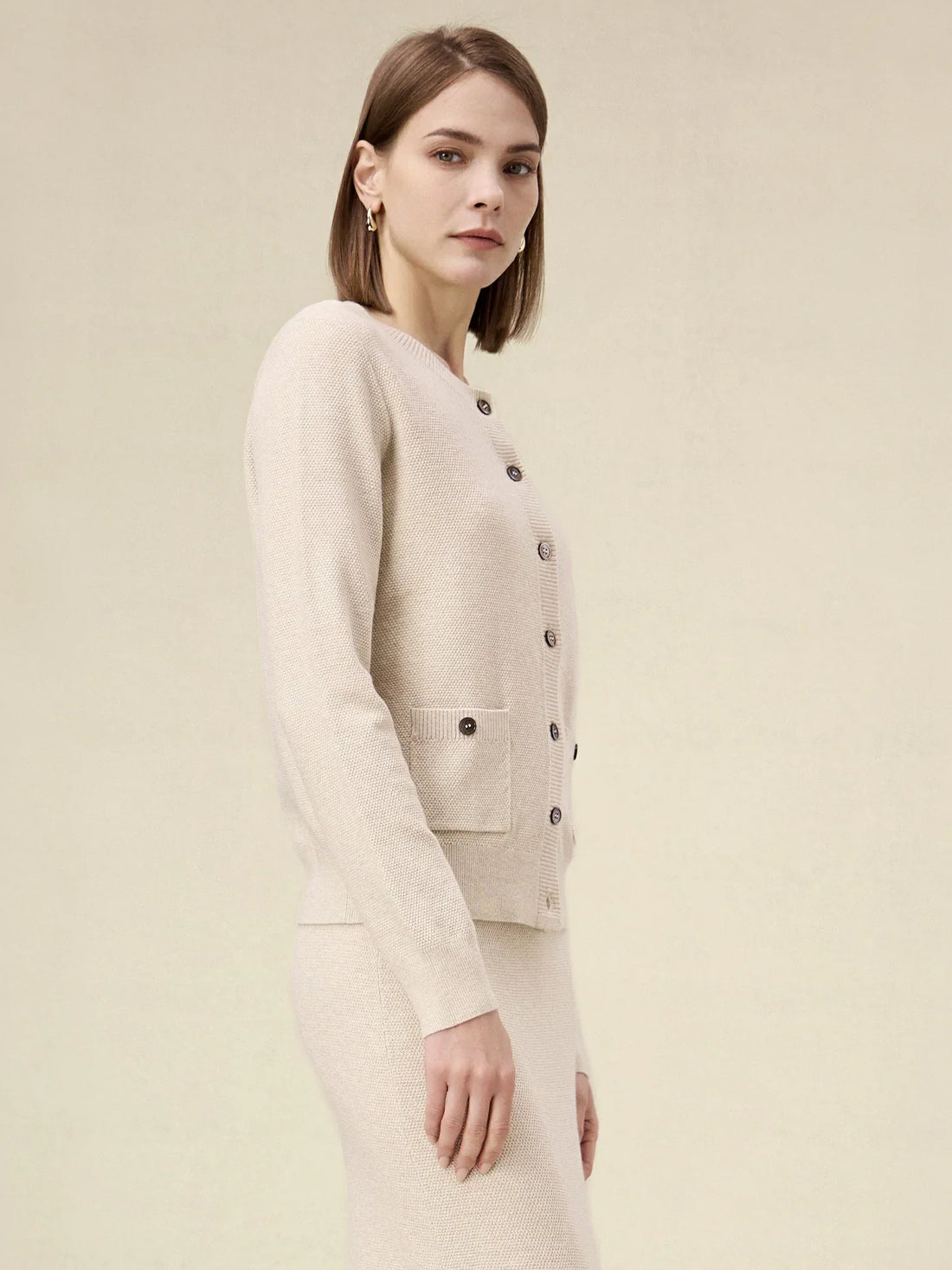 Yün Altın Gümüş İplik Örme Ceket