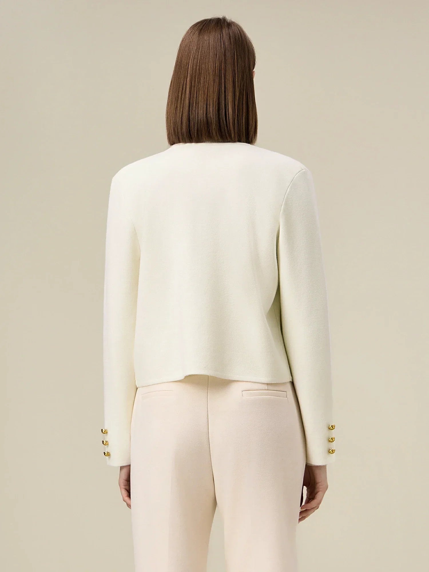 Kadın Yün Yuvarlak Yaka Uzun Kollu Ceket