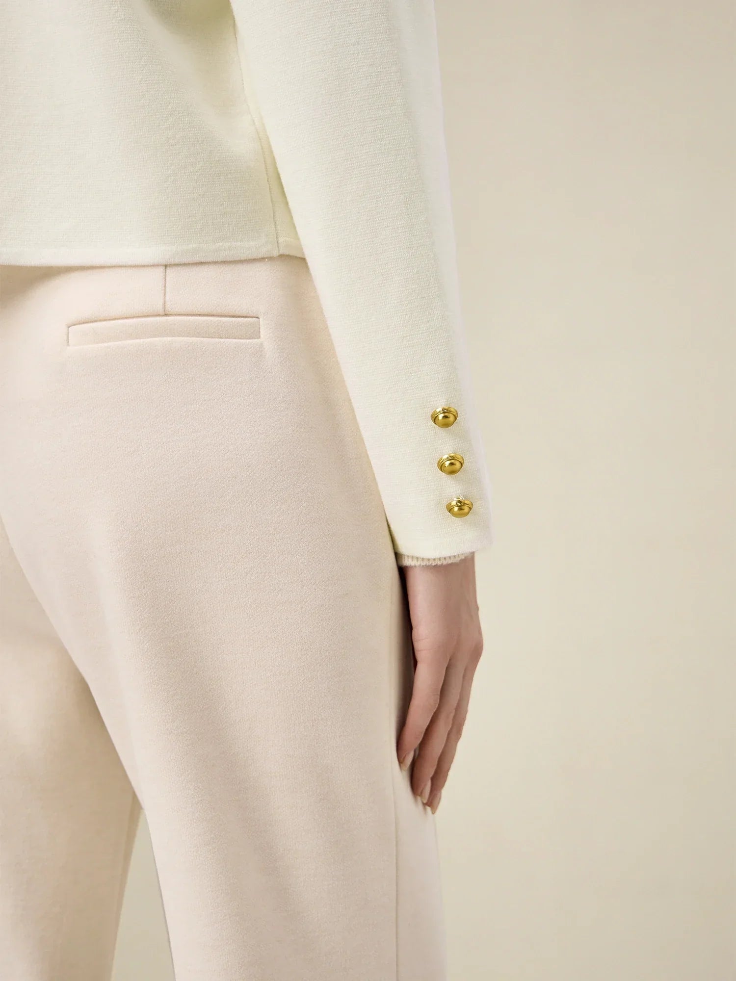 Kadın Yün Yuvarlak Yaka Uzun Kollu Ceket