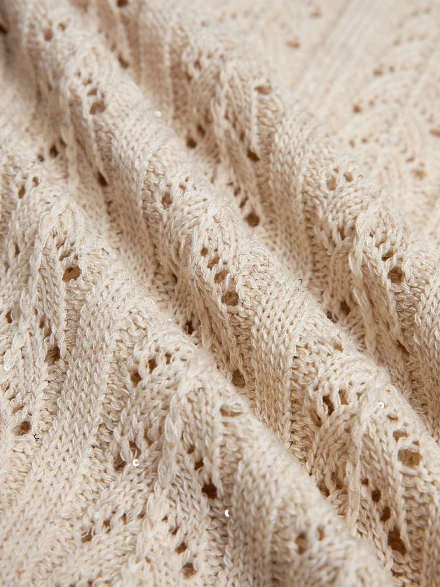 Amoretu Lyocell & Keten Ajur Payet Örme Hırka