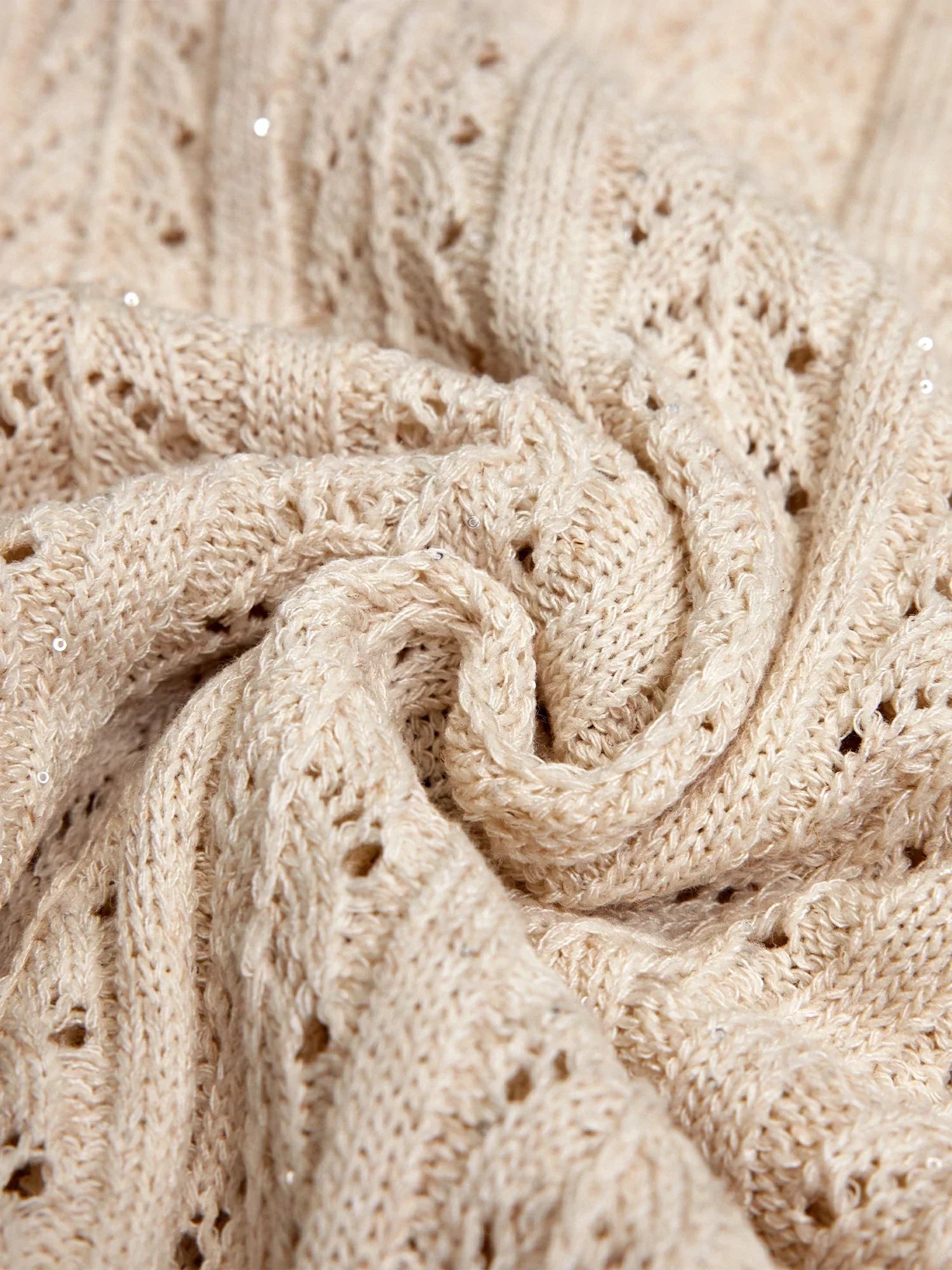 Amoretu Lyocell & Keten Ajur Payet Örme Hırka