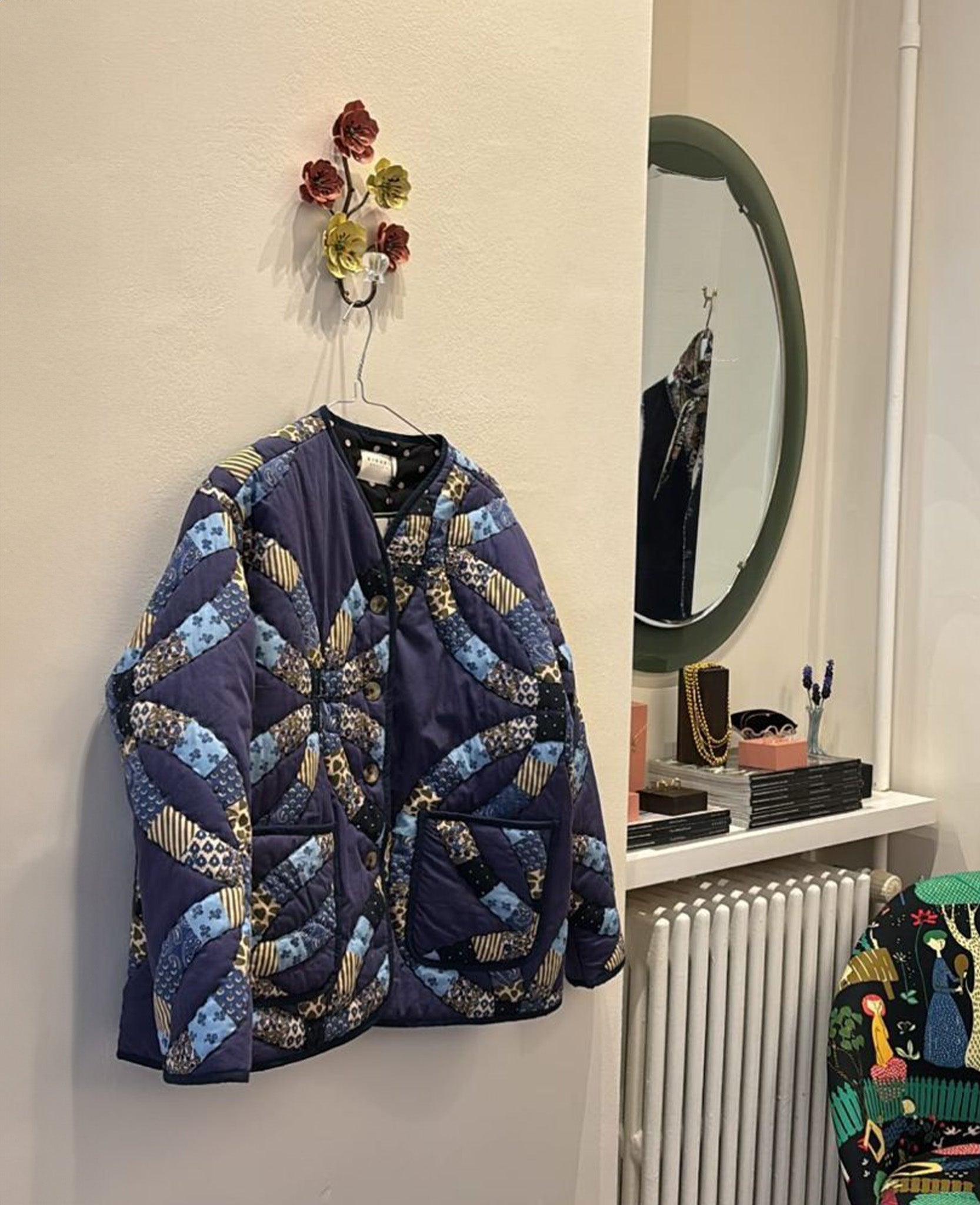 Vintage Baskılı Kapitone Ceket