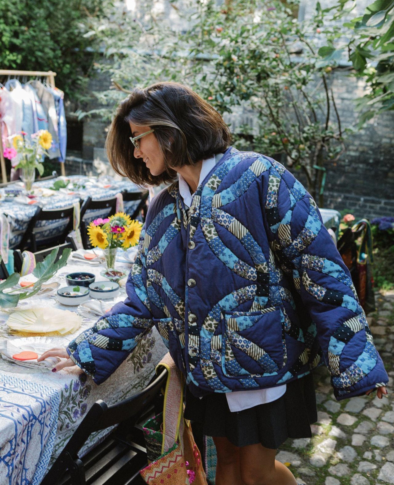 Vintage Baskılı Kapitone Ceket