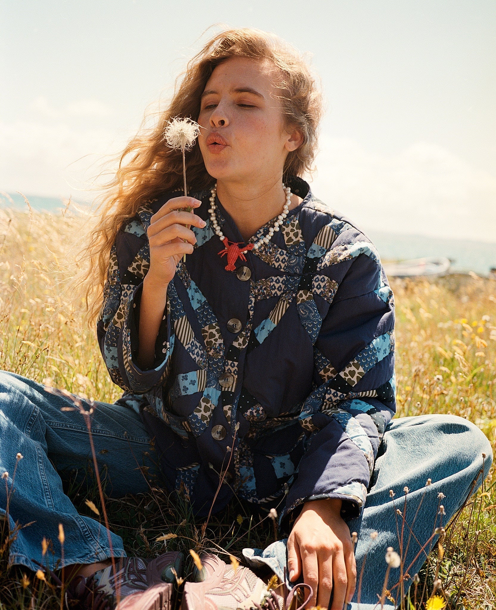 Vintage Baskılı Kapitone Ceket