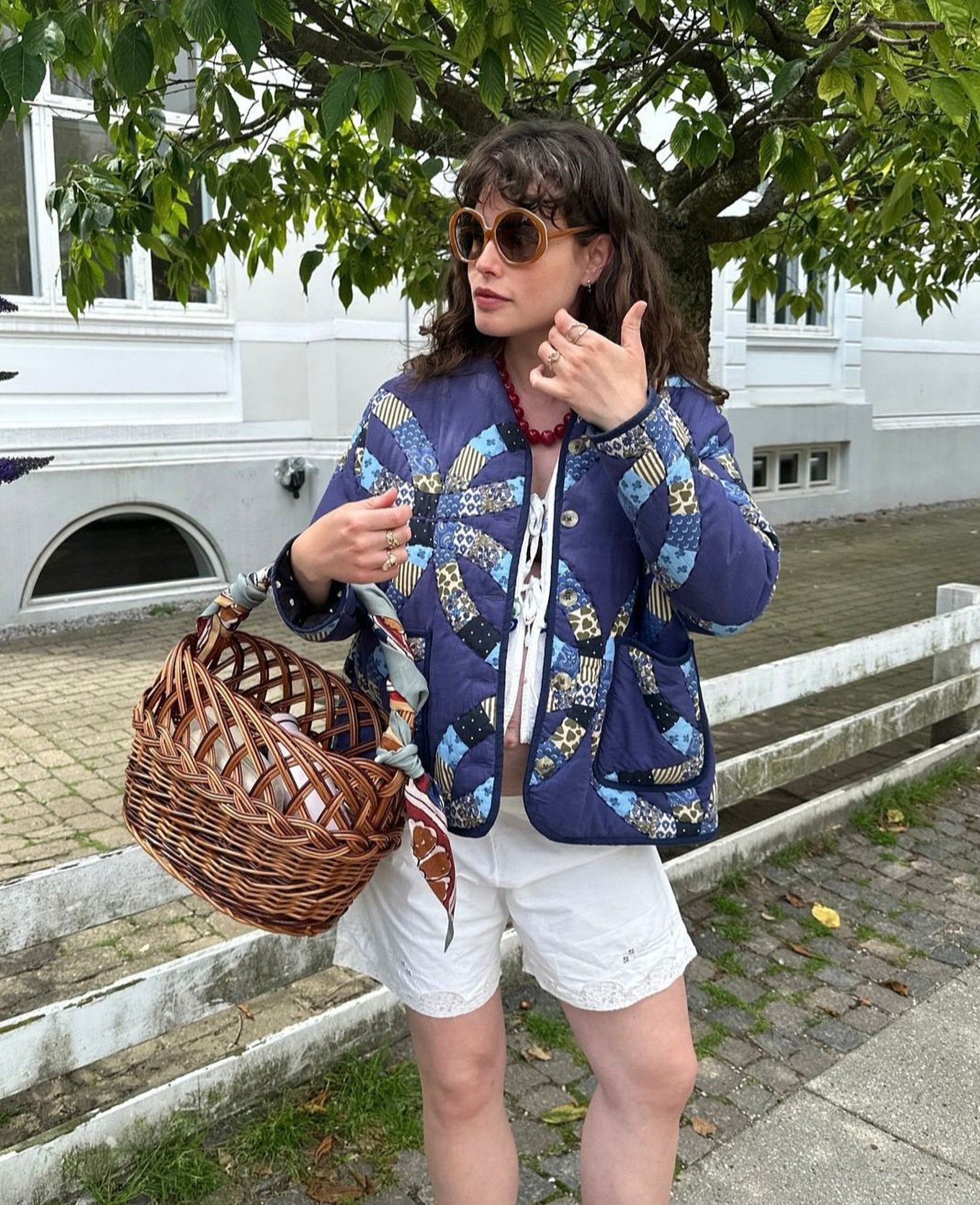 Vintage Baskılı Kapitone Ceket