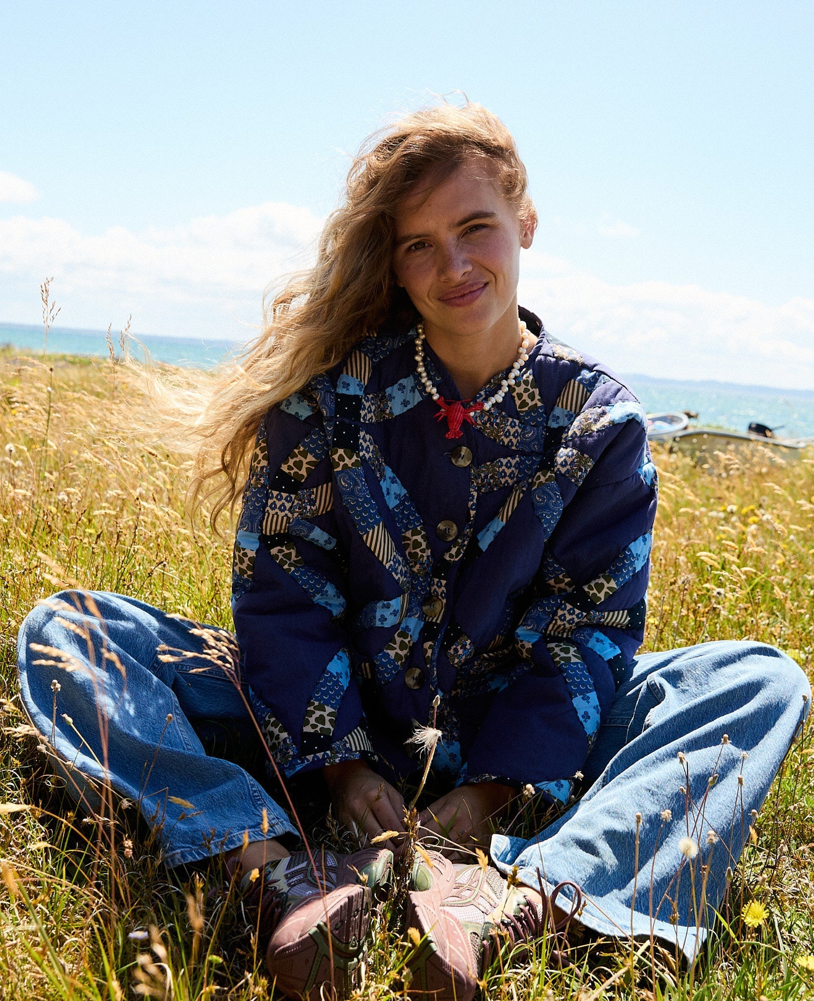 Vintage Baskılı Kapitone Ceket