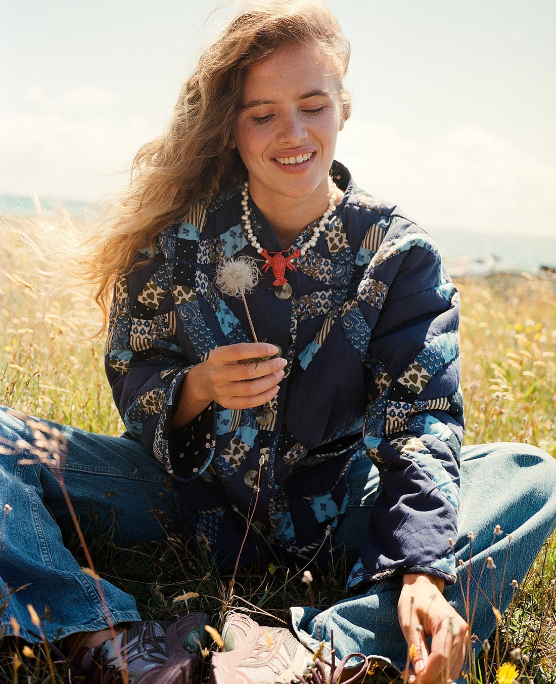 Vintage Baskılı Kapitone Ceket