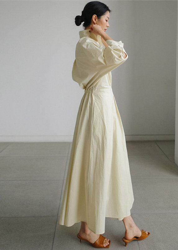 Peter Pan Yaka Cepli Pamuklu Maxi Elbise