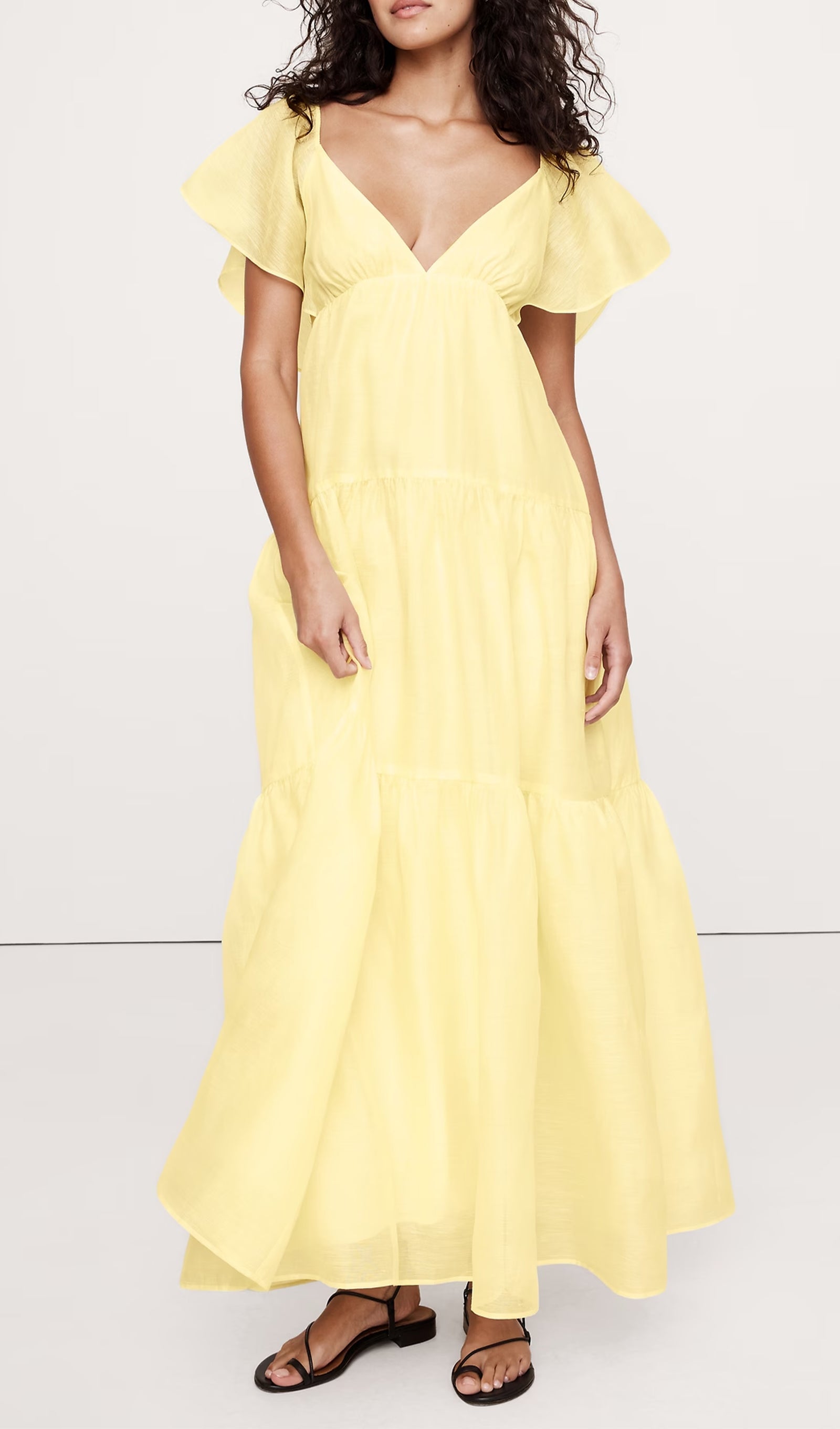 Keten Katmanlı Maksi Elbise