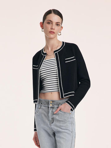 Saf Yün Örgü Crop Bayan Hırka