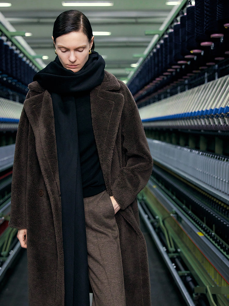 Teddy Kuzu Yünü Yaka Oversized Kaban