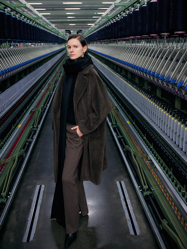 Teddy Kuzu Yünü Yaka Oversized Kaban