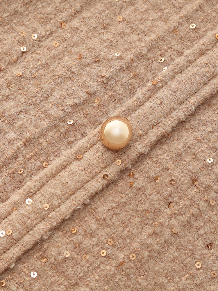 Alpaka ve Yün Tüvit Mini Elbise ve Örgü Üst İki Parçalı Takım