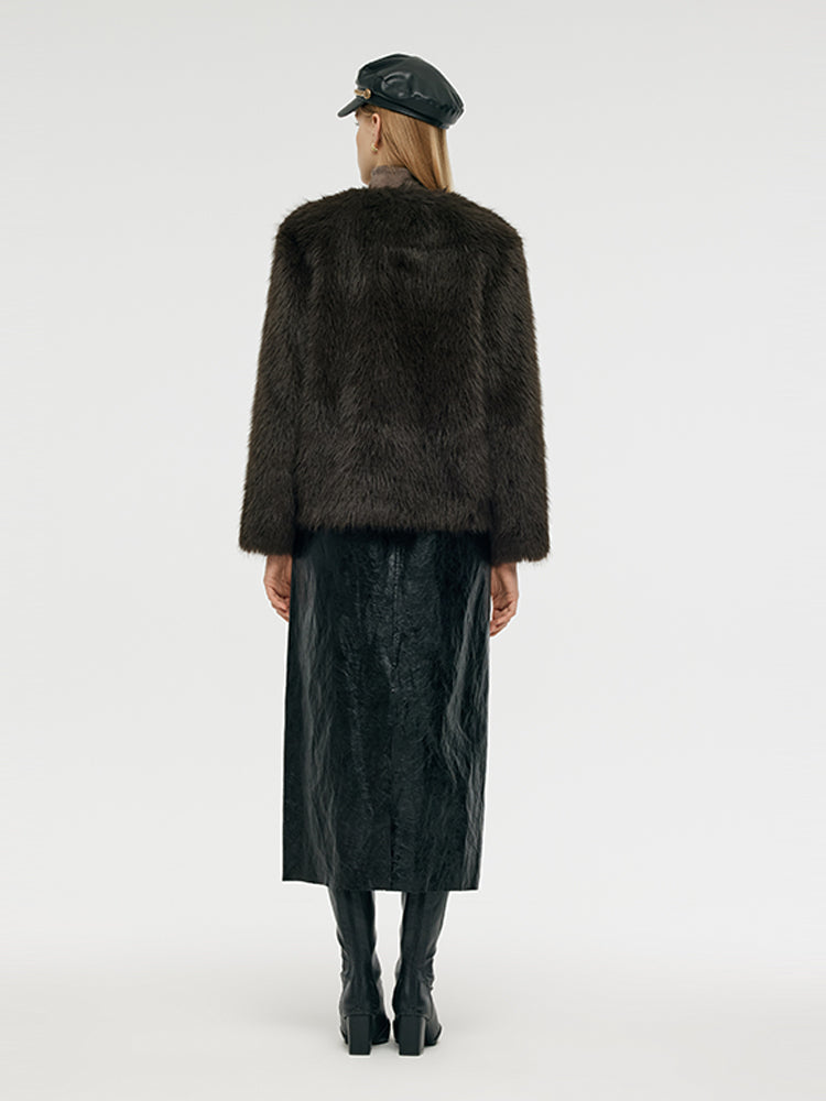 Çevre Dostu Kürk Kadın Kısa Kaban