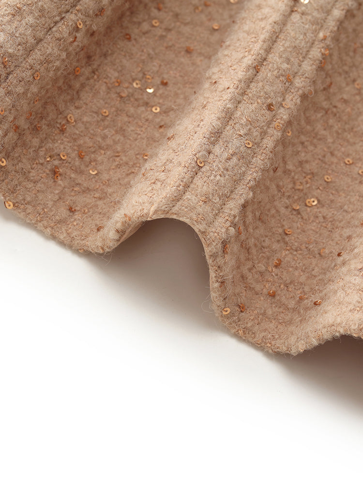 Alpaka ve Yün Tüvit Mini Elbise ve Örgü Üst İki Parçalı Takım