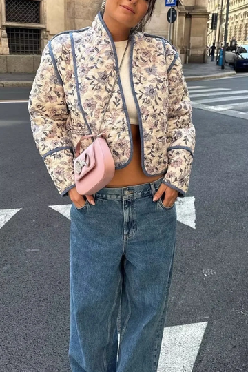 Dik Yaka Ters Çevrilebilir Kapitone Kırpık Ceket