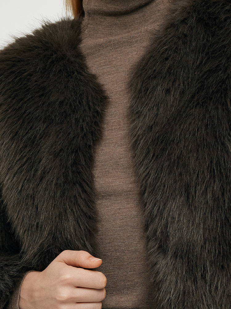 Çevre Dostu Kürk Kadın Kısa Kaban