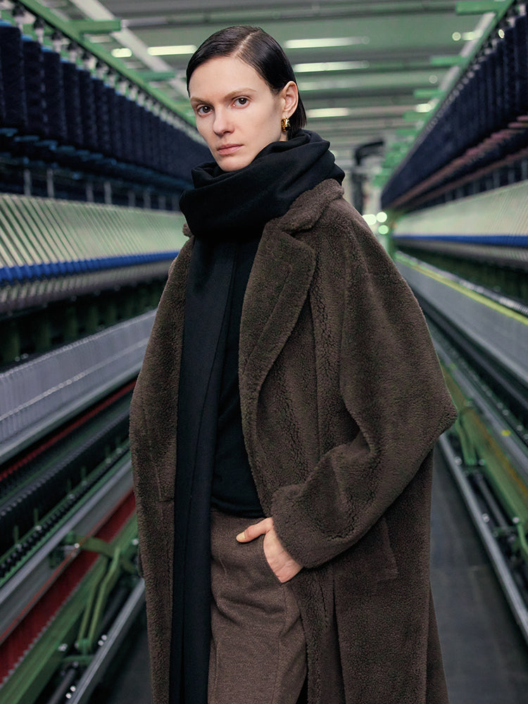 Teddy Kuzu Yünü Yaka Oversized Kaban