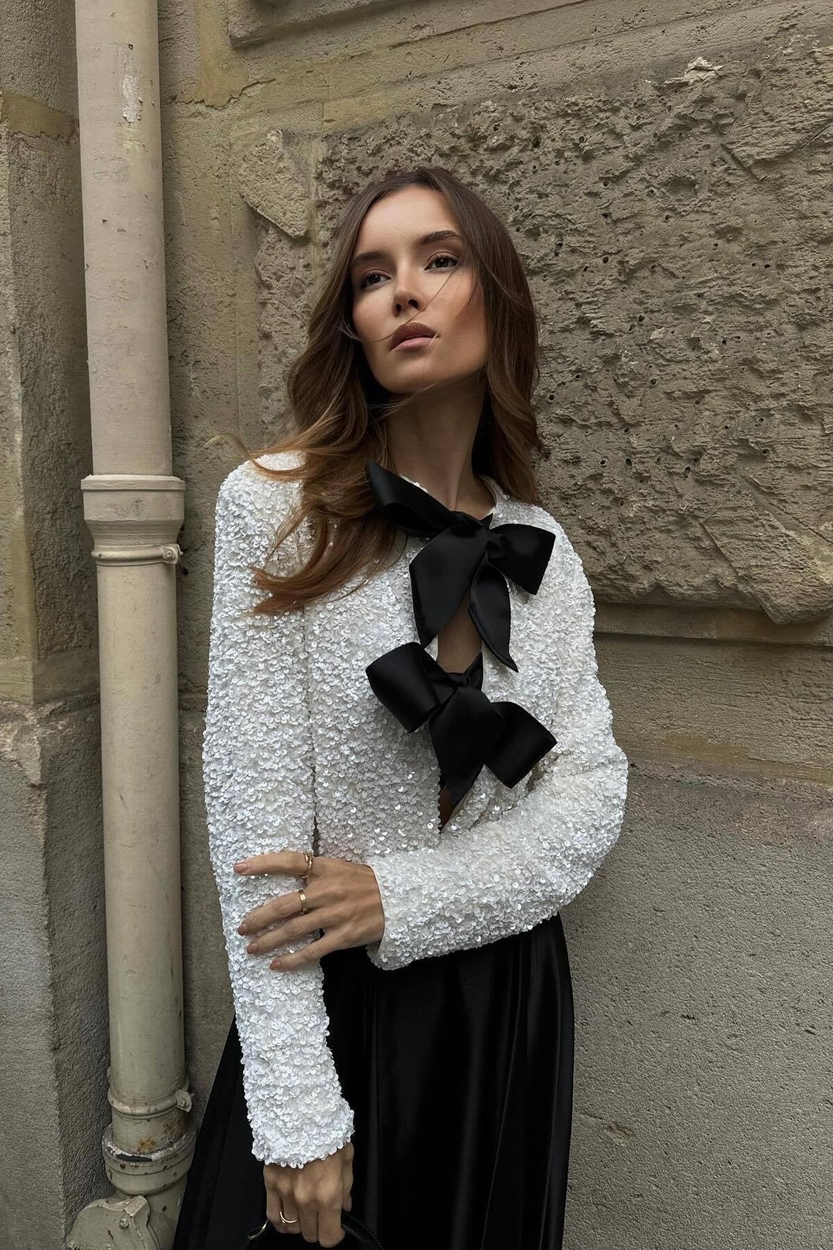 Demetria Papyonlu Payet Crop Ceket