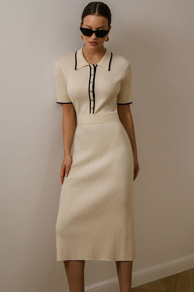 Ribana Örgü Midi Elbise - Kayısı