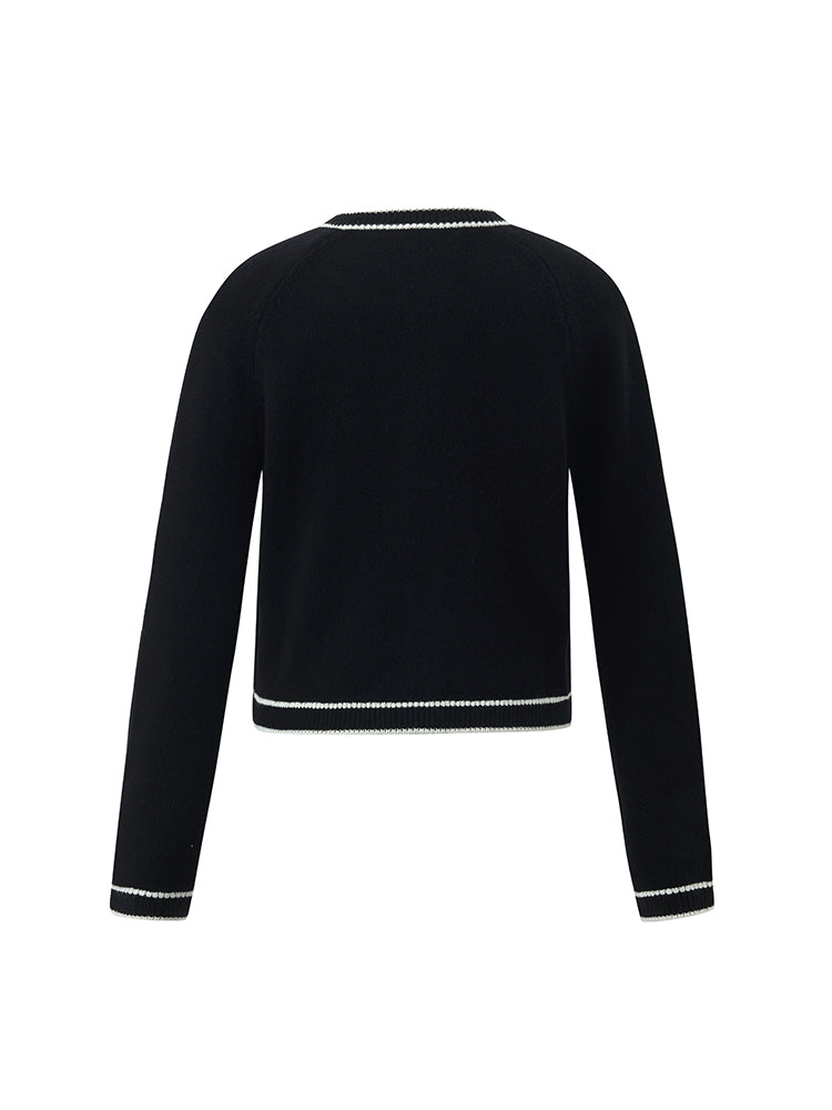 Saf Yün Örgü Crop Bayan Hırka