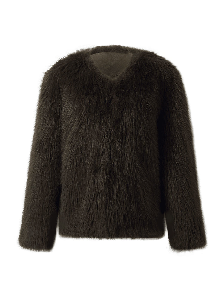 Çevre Dostu Kürk Kadın Kısa Kaban