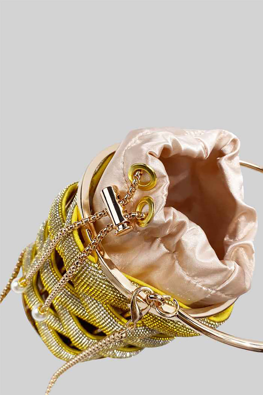 Zarif Kova Çanta İç Saten Kapamalı - Altın