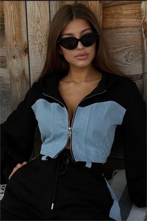 Viviana Kot Panel İnce Ceket Pantalon Takım