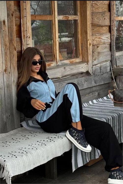 Viviana Kot Panel İnce Ceket Pantalon Takım