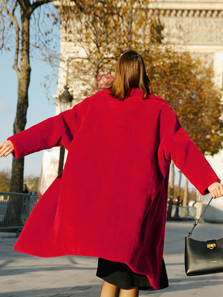 Teddy Kuzu Yünü Yaka Oversized Kaban