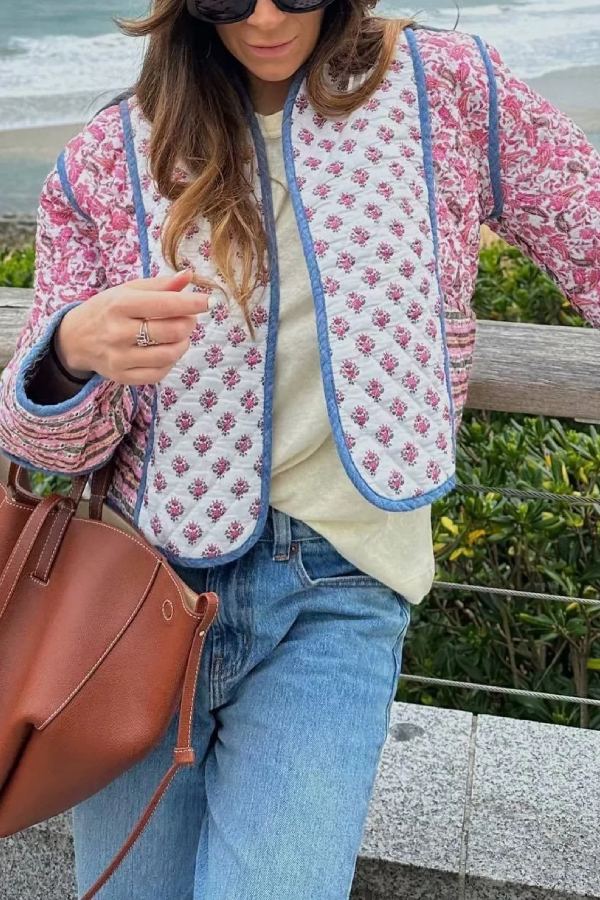 Baskılı Ters Çevrilebilir Kapitone Ceket