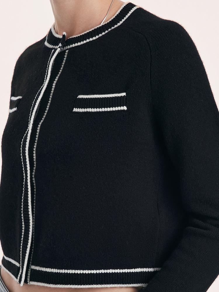 Saf Yün Örgü Crop Bayan Hırka