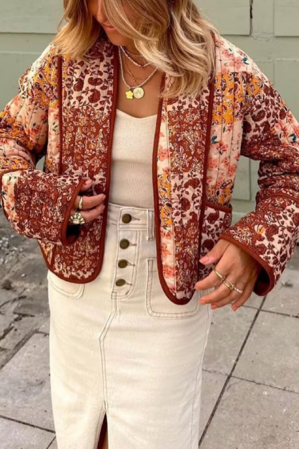 Bol Günlük Kısa Hırka Kapitone Pamuklu Ceket