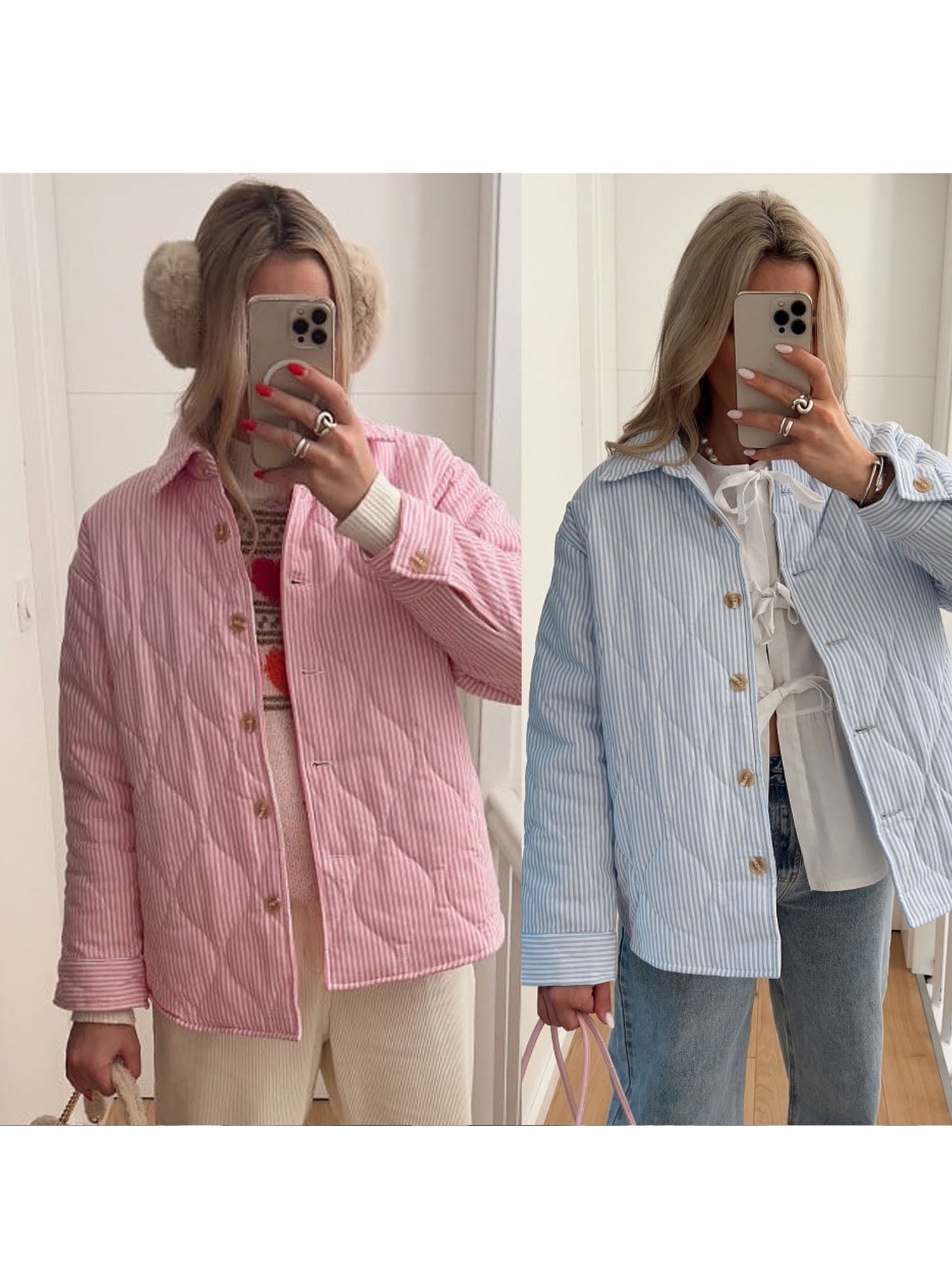 Wifornt Düğmeli Kapitone Ceket