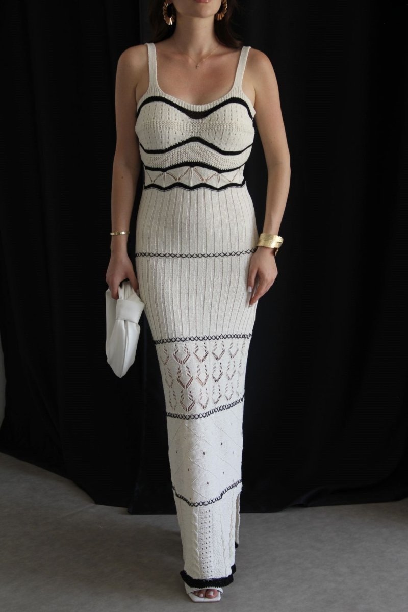 Esther Örgü Hollow Out Yırtmaçlı Maxi Elbise