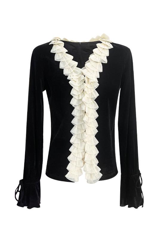 Esther V Yaka Fırfırlı Hırka