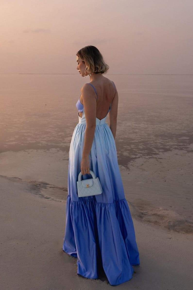 Ethel Cut-Out Degrade Maxi Slip Elbise