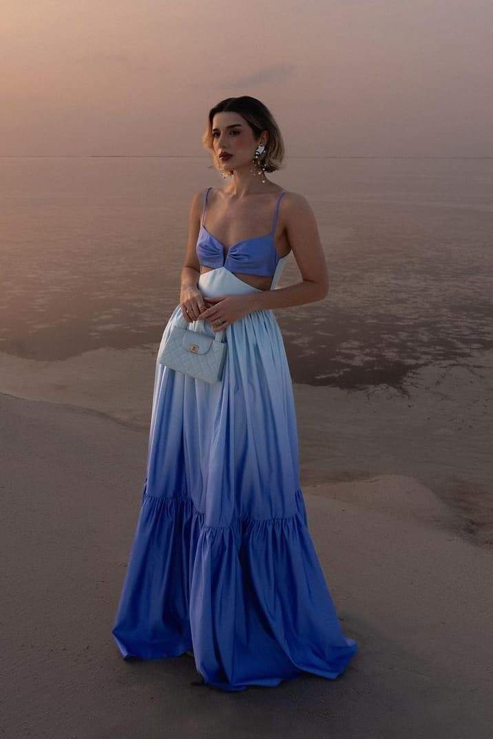 Ethel Cut-Out Degrade Maxi Slip Elbise