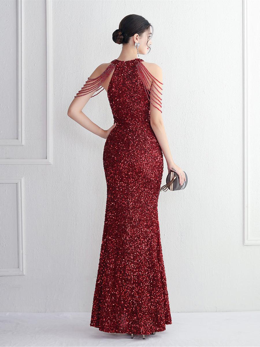 Selene Zincir Bölmeli Zarif Maxi Elbise