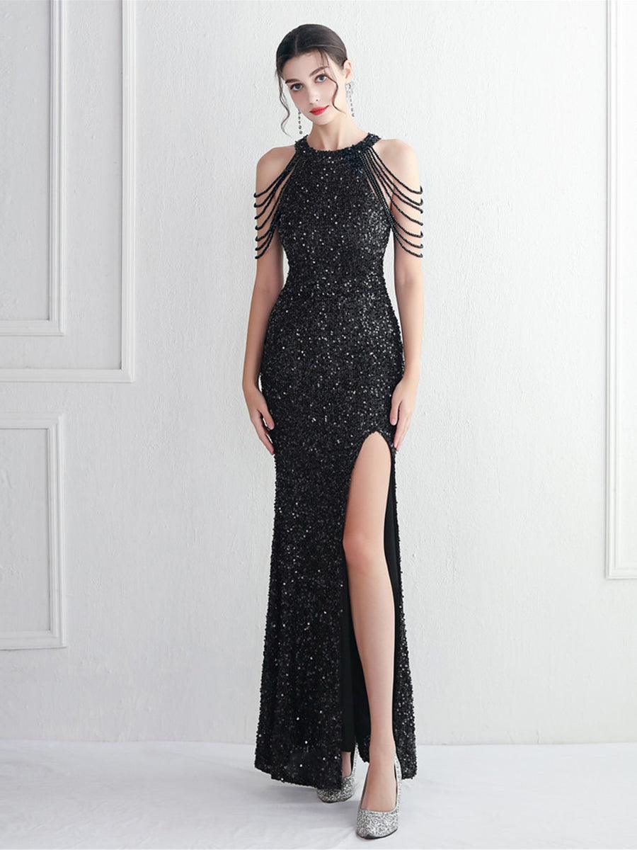 Selene Zincir Bölmeli Zarif Maxi Elbise