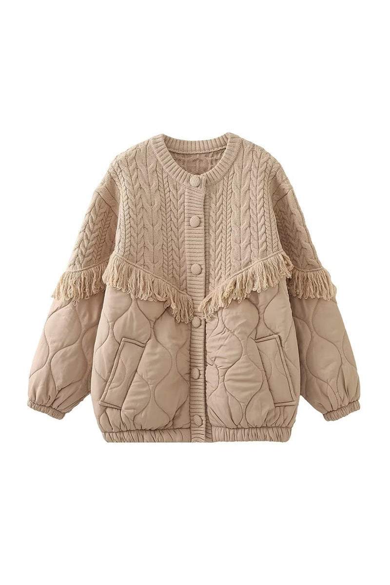 Aran Saçak süslemeli örgü Ceket