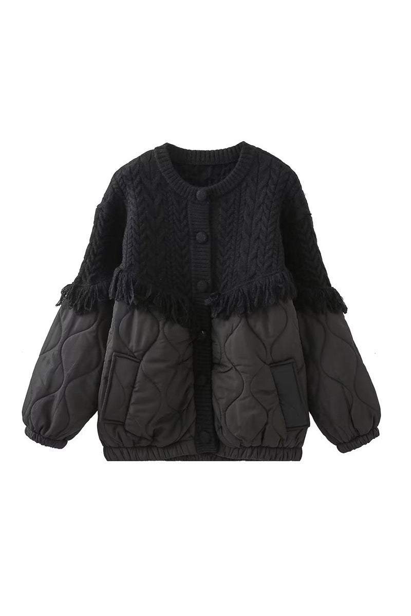 Aran Saçak süslemeli örgü Ceket