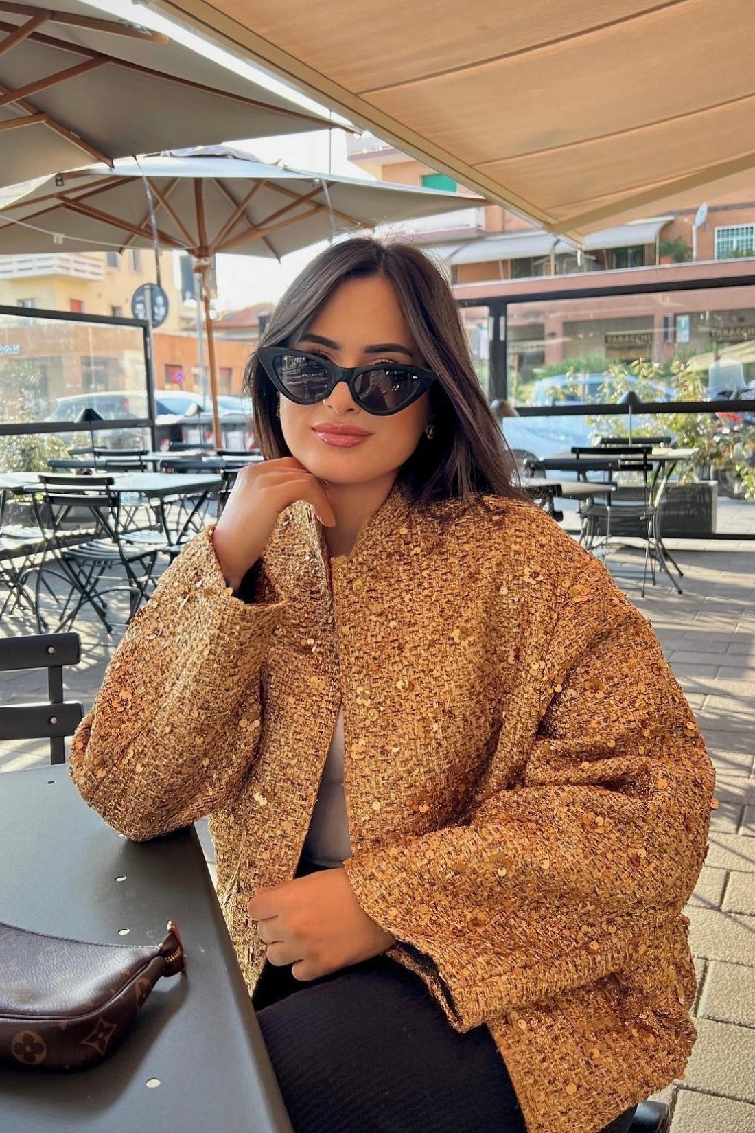 Kimberly Yakalı Metalik Payet Ceket