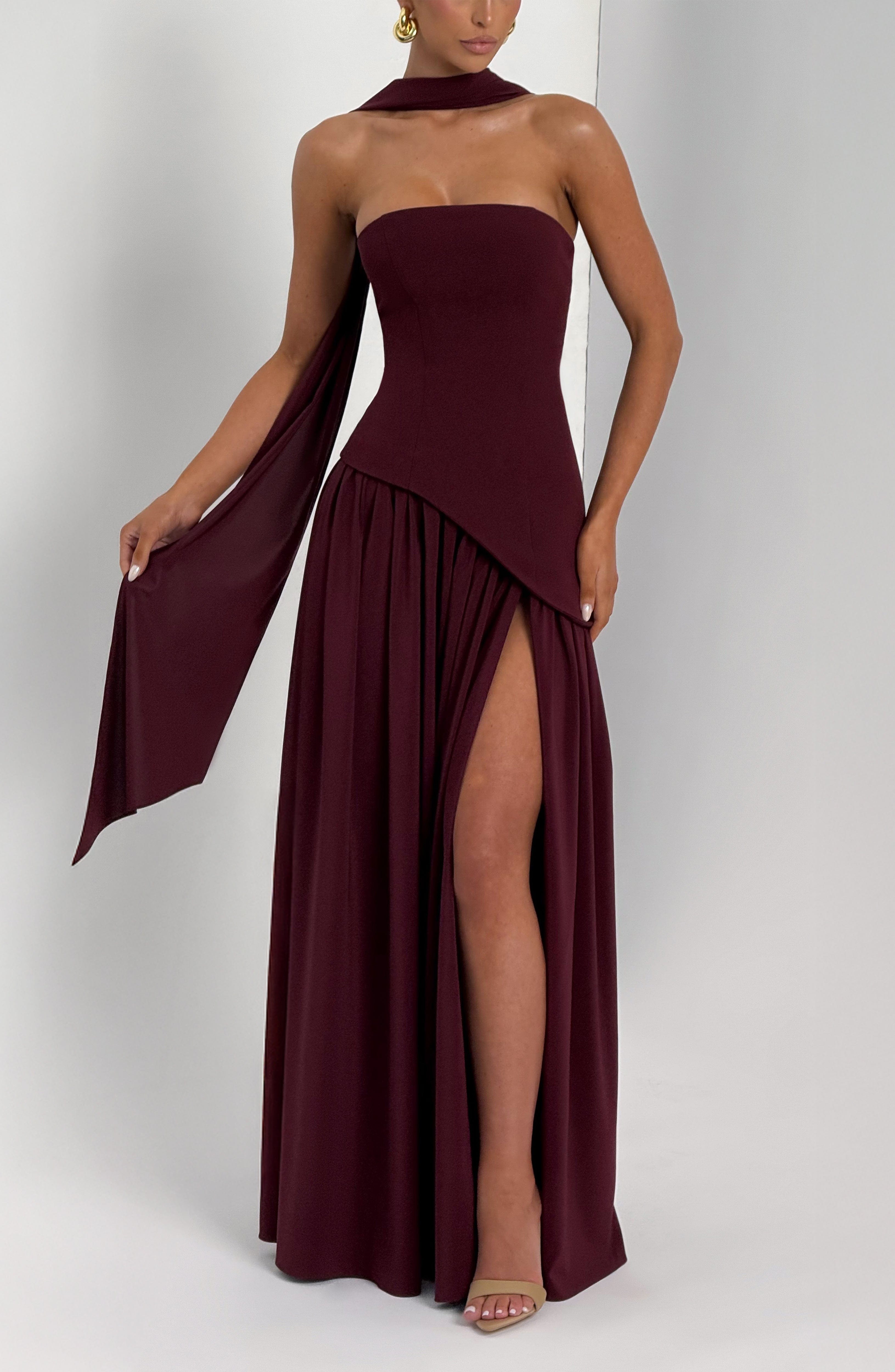 Maliyah Maxi Elbise - Bordo