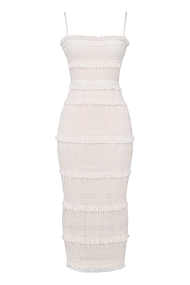 Orkide Plisse Trimli Slip Maxi Elbise